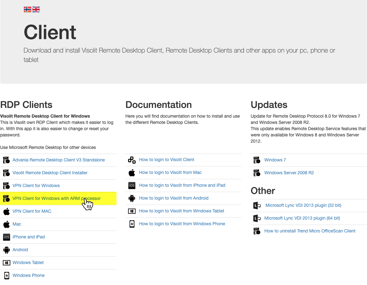 Nettsiden til https://client.doorway.no/