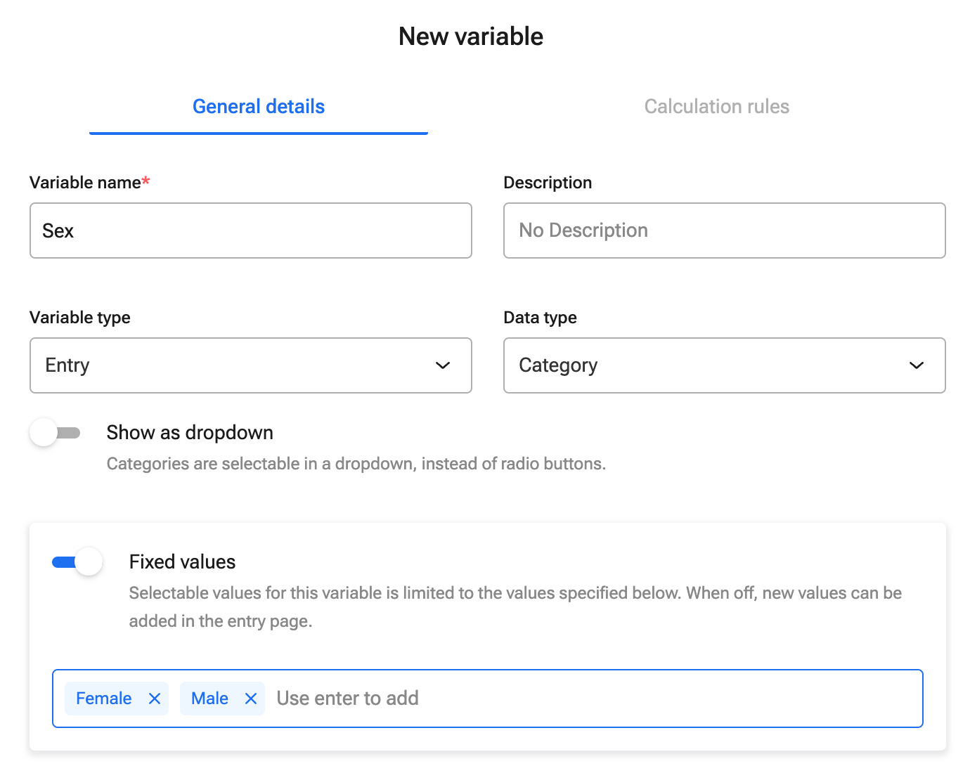 Categorical variable example