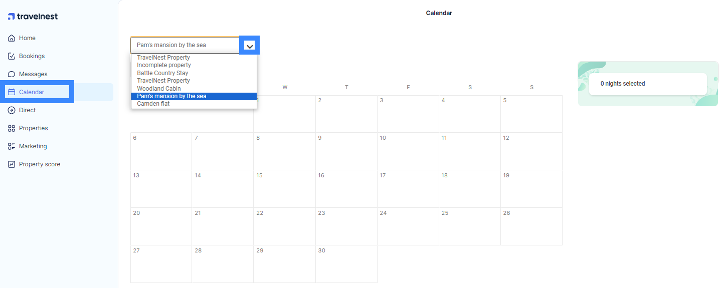 Calendar dropdown