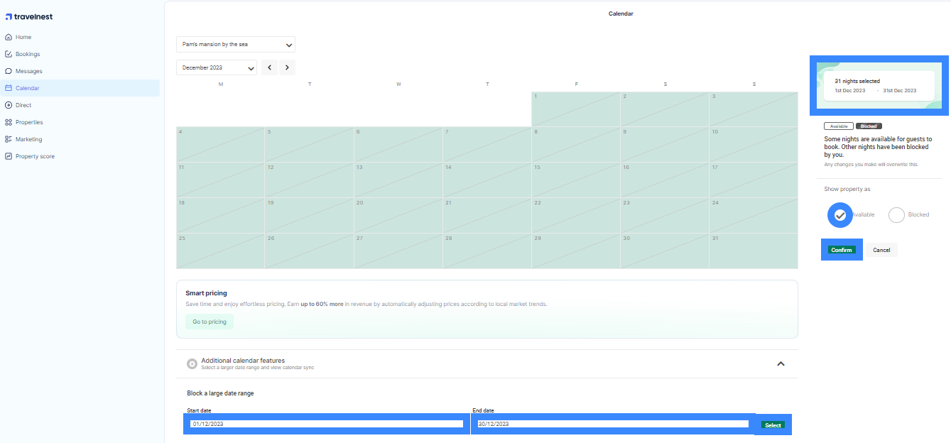 Unblock large date range