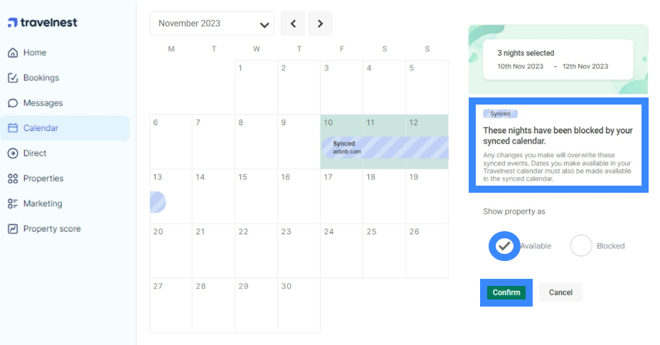 Manually unblock dates