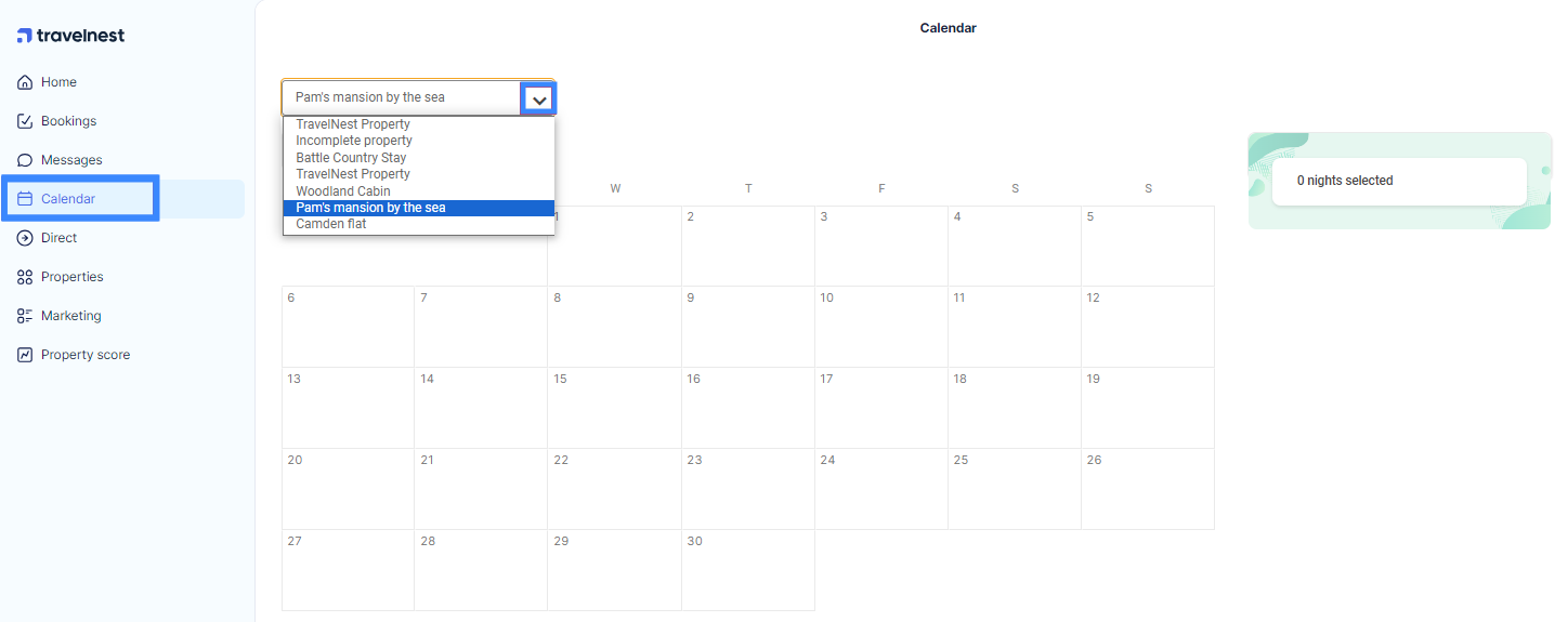 Calendar dropdown