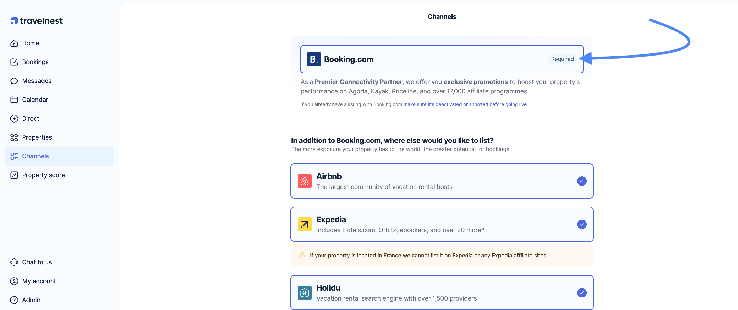 Deselect Booking.com