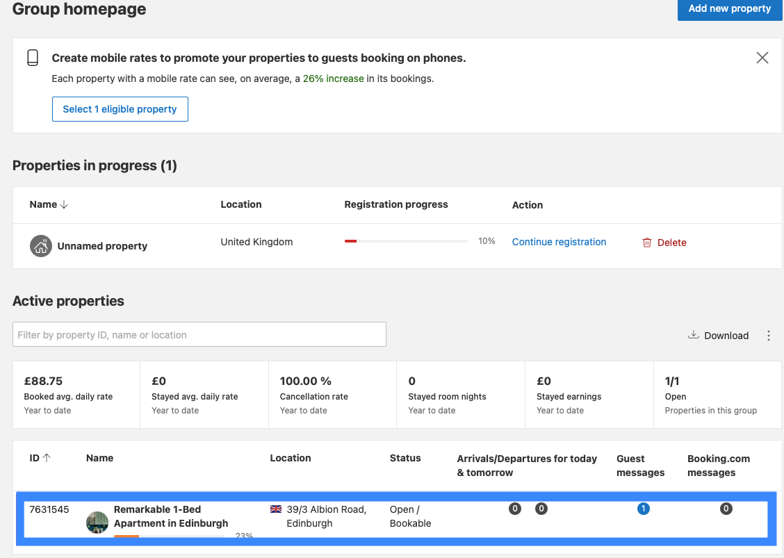 Booking.com extranet