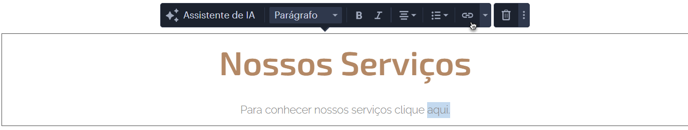 Marcar texto e cicar no hyperlink
