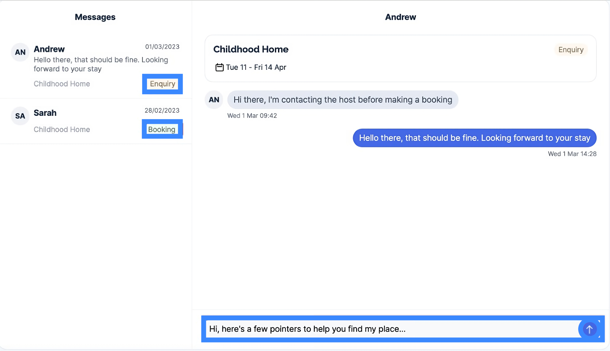 Booking Label Example