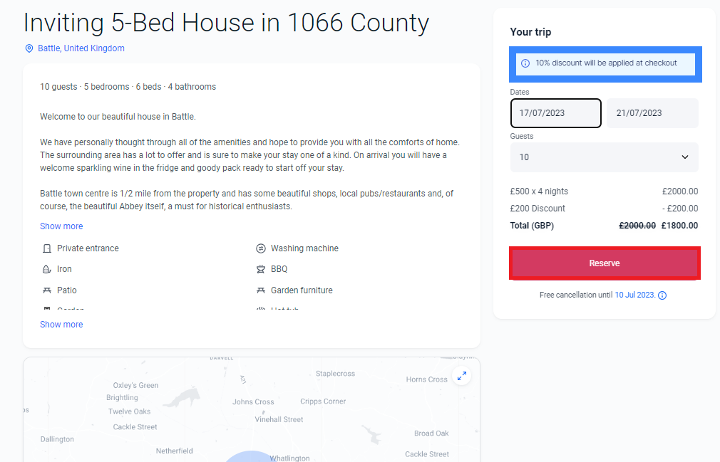Booking Discount Screenshot