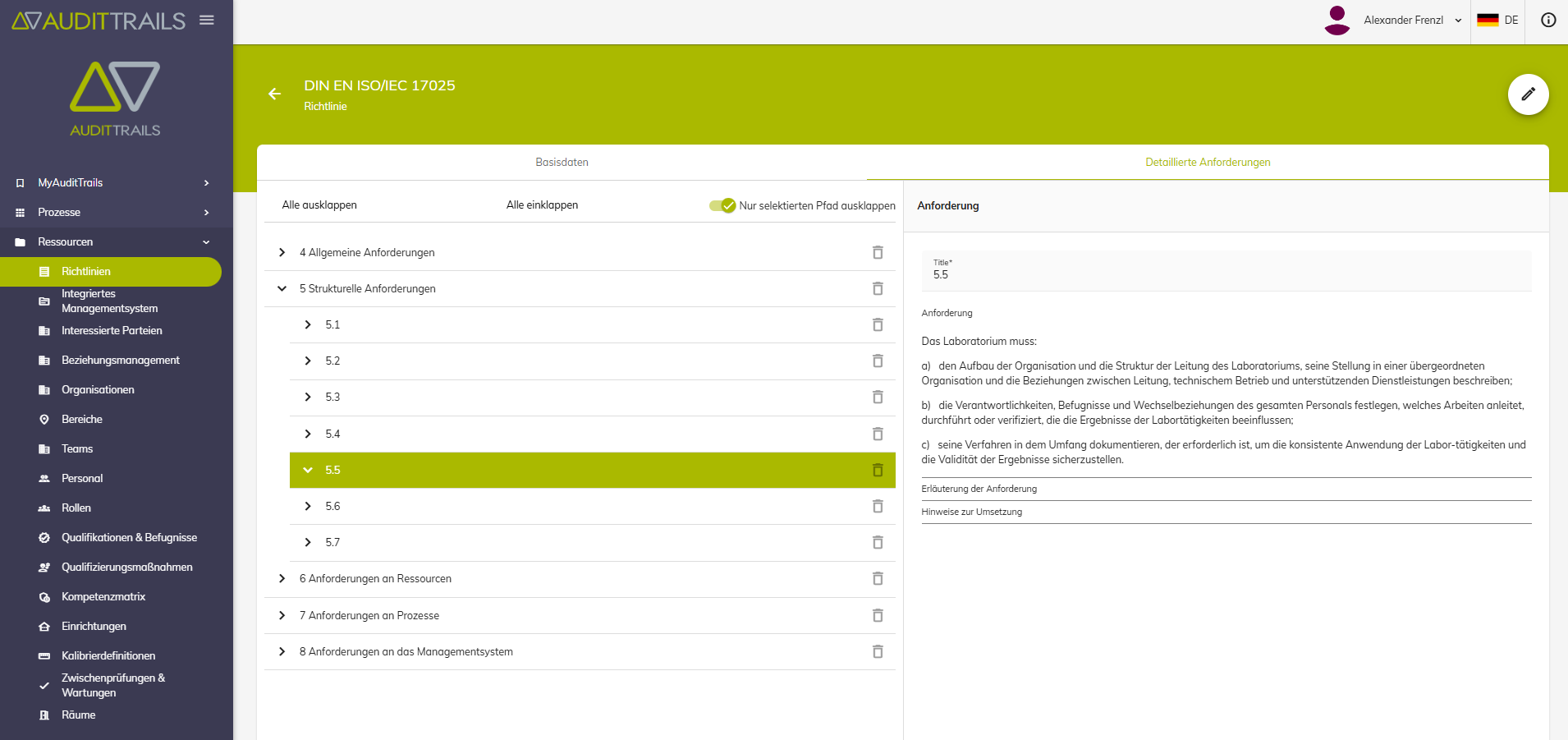 typische Inhalte einer Richtlinie im Lieferumfang