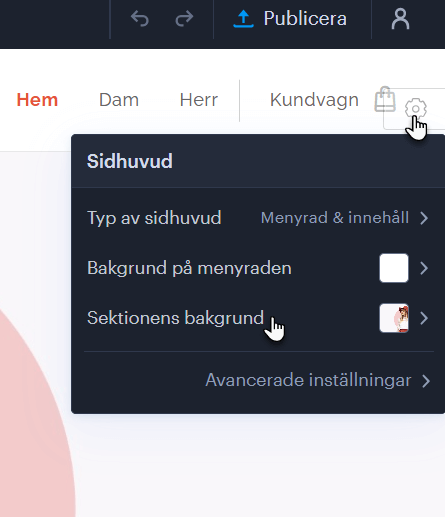 Ändra webbshopens sidhuvud.
