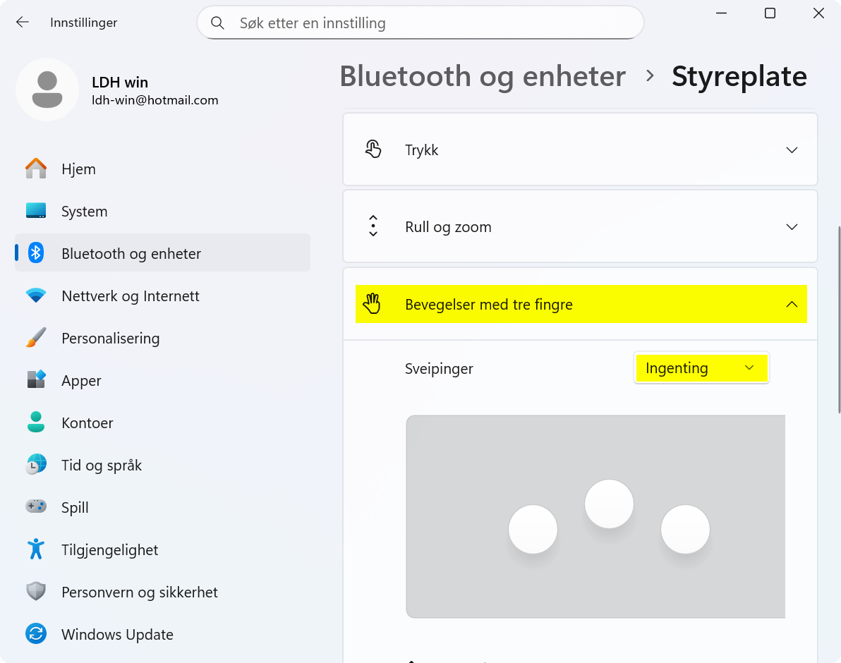 Innstillinger for Styreflate