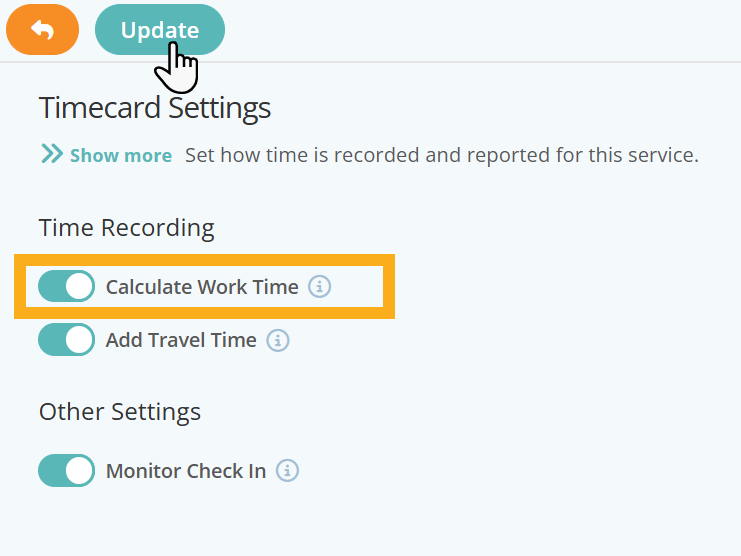 Turn on this setting to calculate work time in dog walking software
