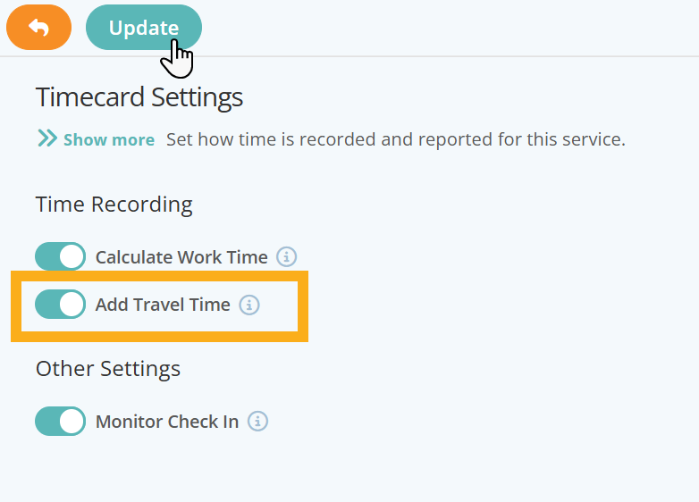 Turn on this setting to allow staff to add travel time in pet sitting software