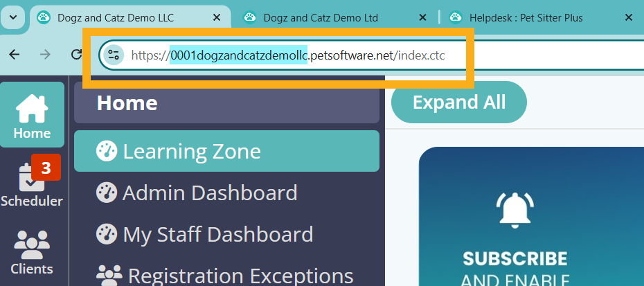 Copy your companys slug to grant linked account access in Pet Sitting Software.