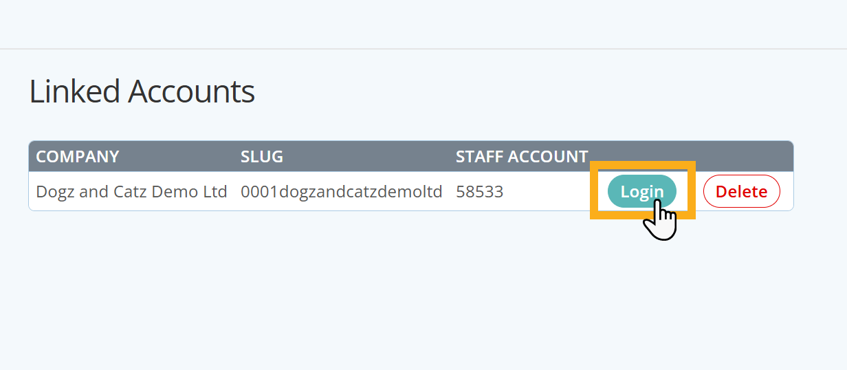 Access an Admins Linked account from their main software in Cat Sitting Software