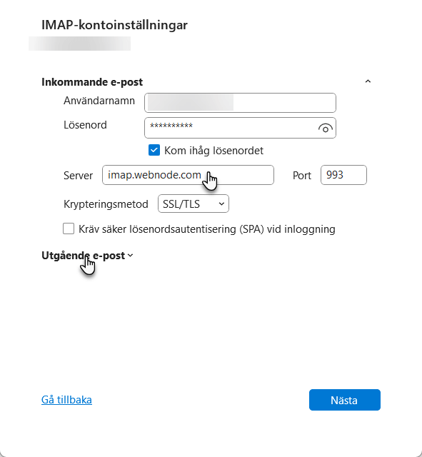 Ny inkommande server