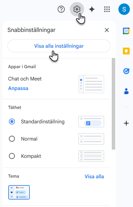 Inställningarna i Google-konto