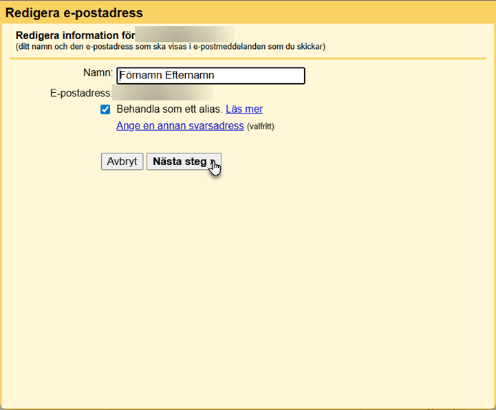 Ändra server för utgående mejl i Gmail