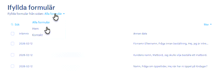 Se ifyllda formulär, du kan välja svaren från ett visst formulär