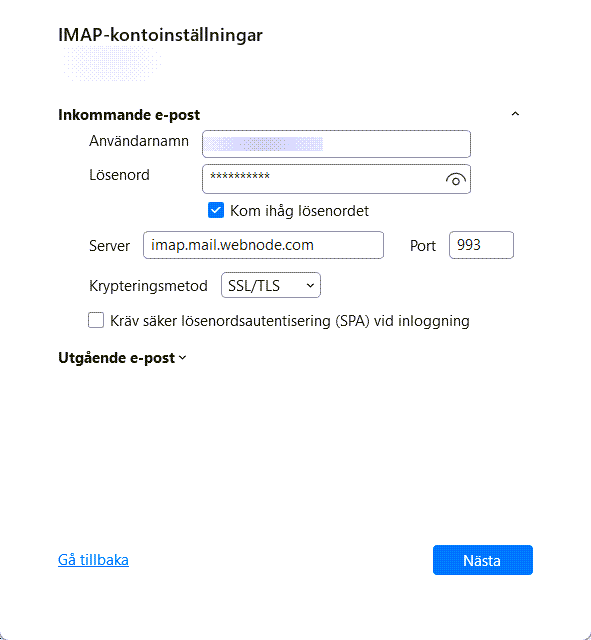 Ny mailserver för Outlook