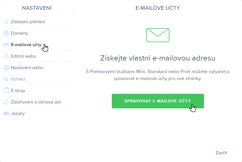 Spravovat e-mailové účty