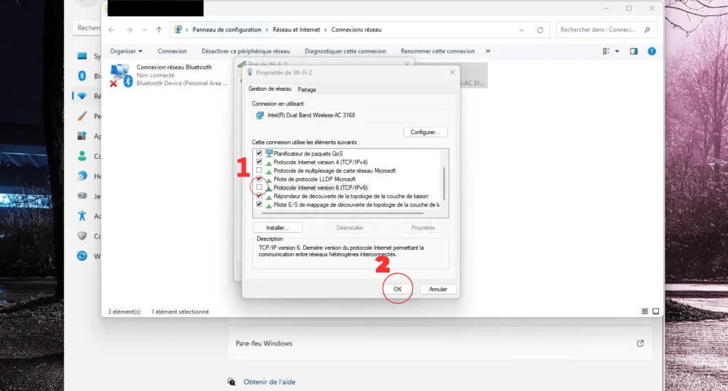 désactiver l'IPv6 sous windows 11