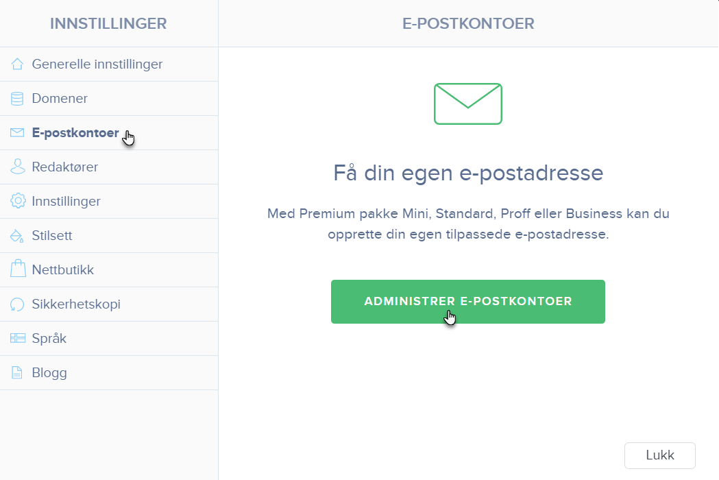 Administrer e-postkontoer