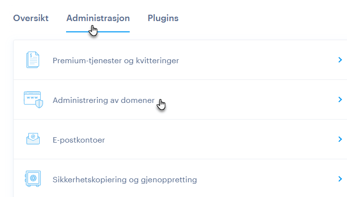 Redigere DNS-innstillinger for et domene administrert av Webnode