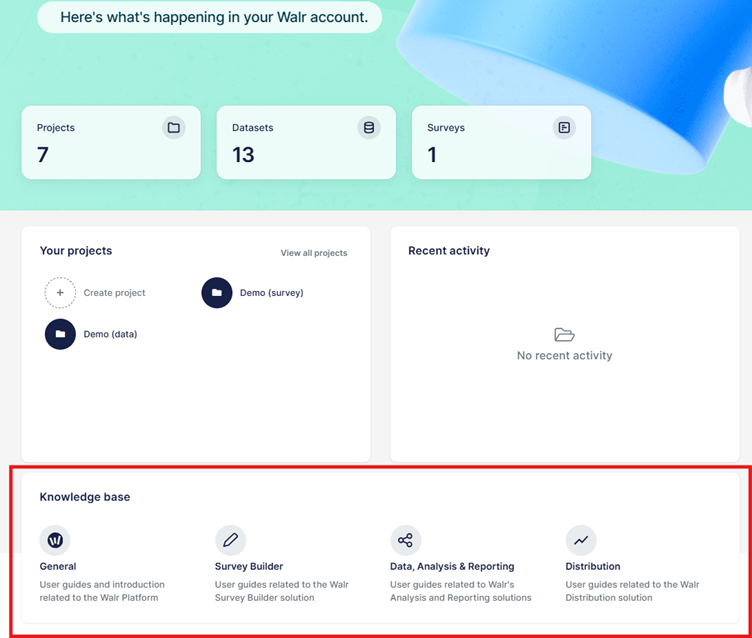 The image displays a user interface of a project management platform with tabs for projects, datasets, surveys, and a knowledge base.

AI-generated content may be incorrect.