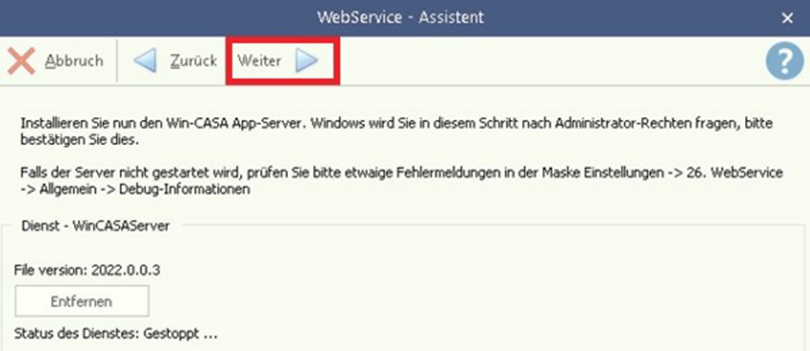 Win-CASA App-Server installieren