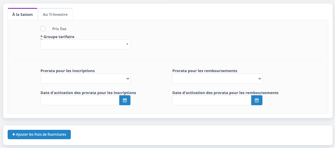 Capture tarification programmation