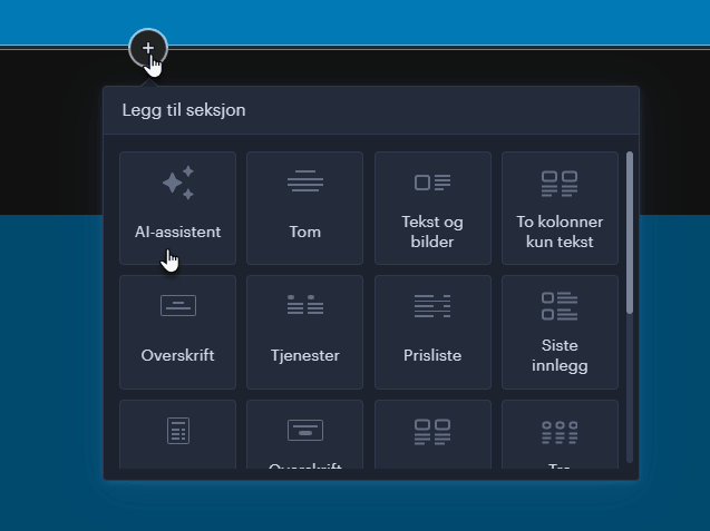 Opprett en seksjon med AI-assistenten