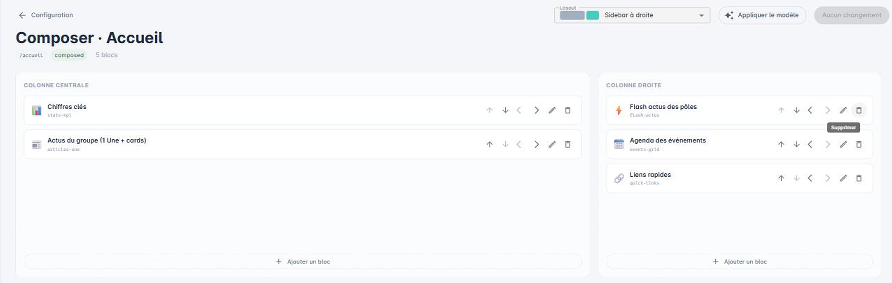 Éditeur de composition d'une page