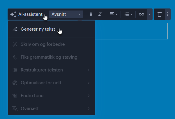 Opprett tekst med AI-assistenten