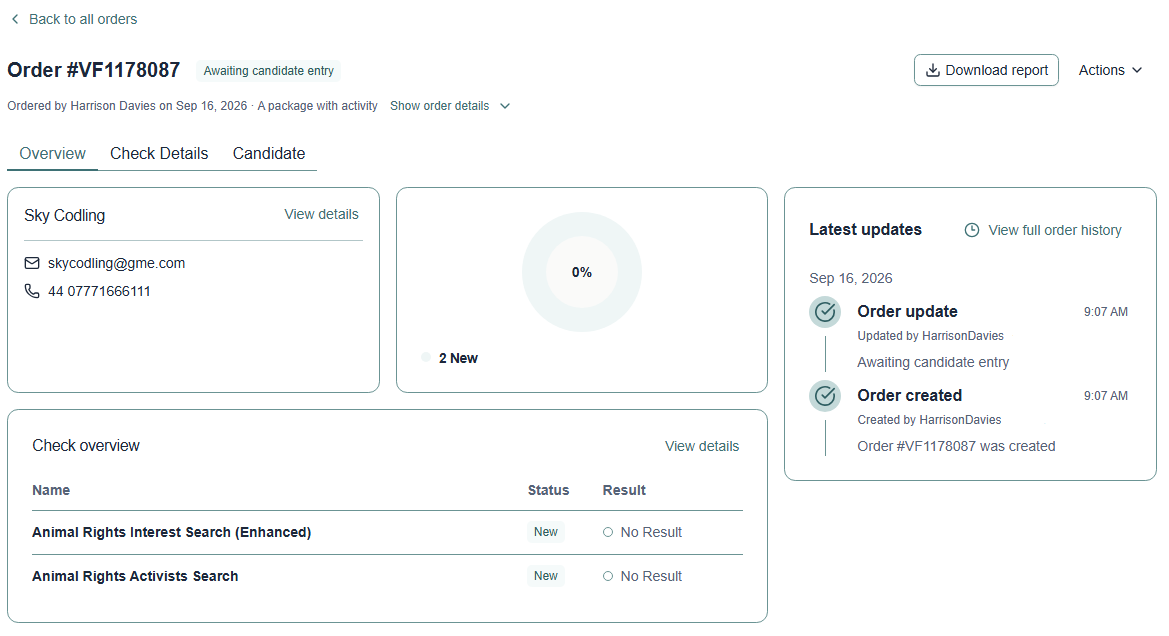 The order overview