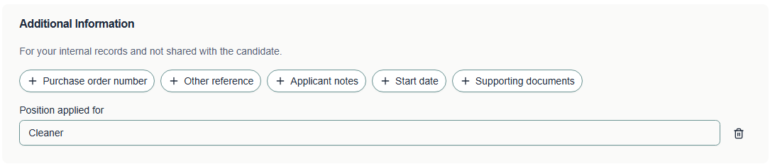 The optional fields, each added one at a time