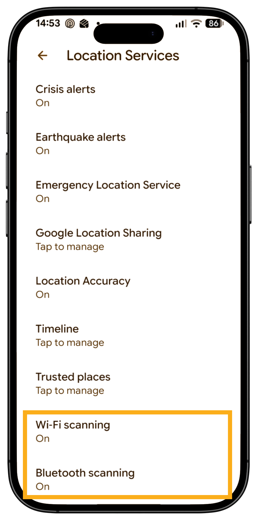 Switch on Wifi and Bluetooth scanning on a mobile device to improve GPS accuracy whilst using Pet Sitter Plus