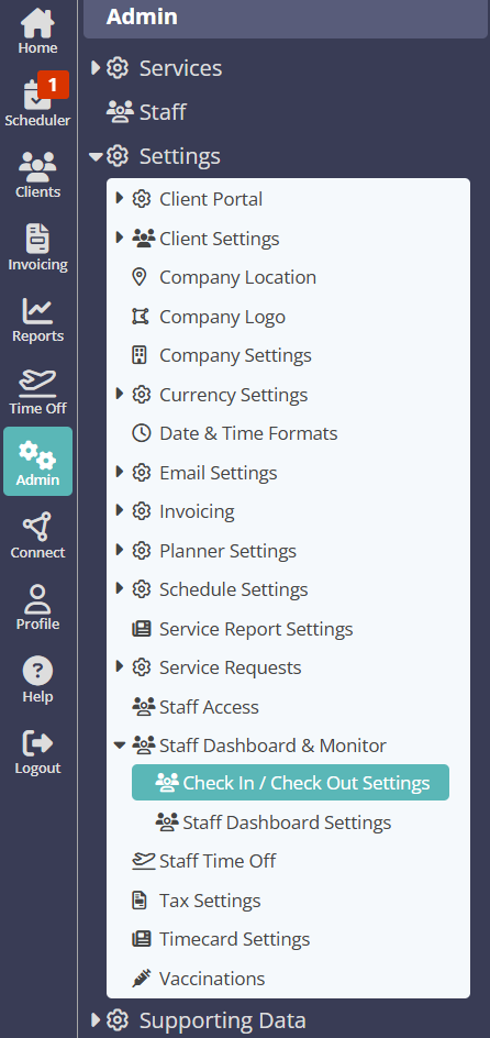Switch on GPS check in and Out Settings in Pet Sitter Plus