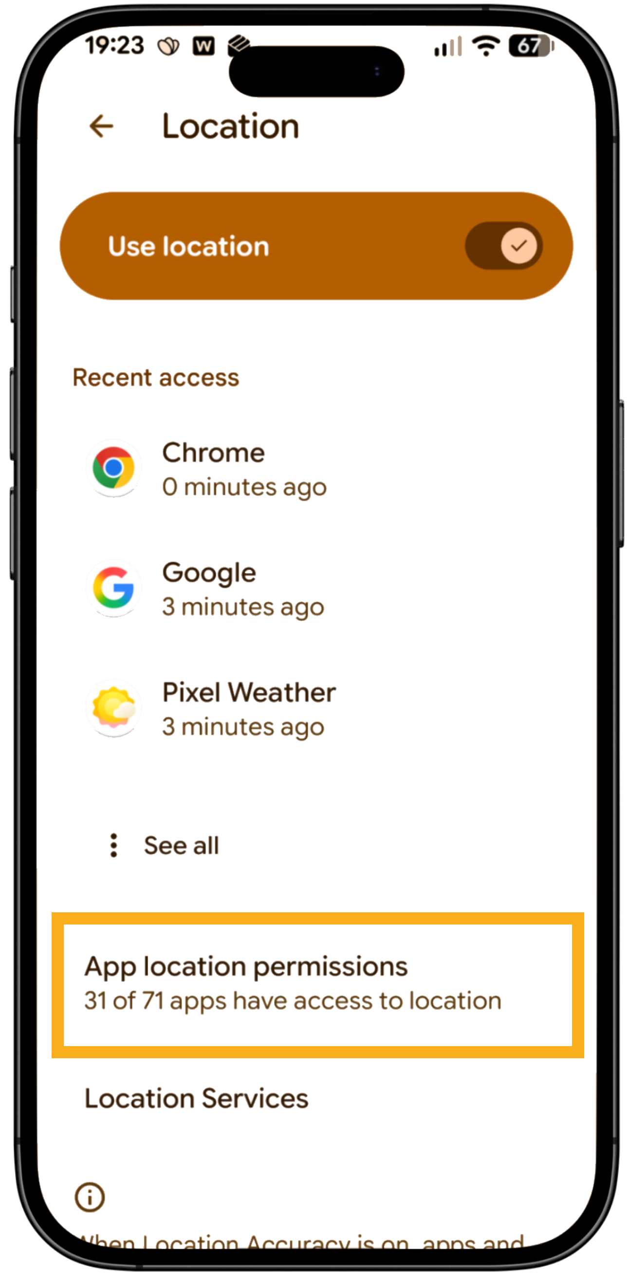 Select App Permissions to use Location Services with Pet Sitter Plus