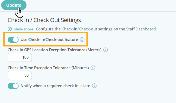 Switch on Check-in/Out Feature to record Staff arrival Time , departure and location in Pet Sitter Plus