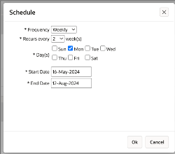 A screenshot of a scheduleDescription automatically generated