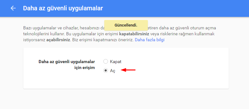 Az Güvenli Uygulamalara Erişim İzni Verme