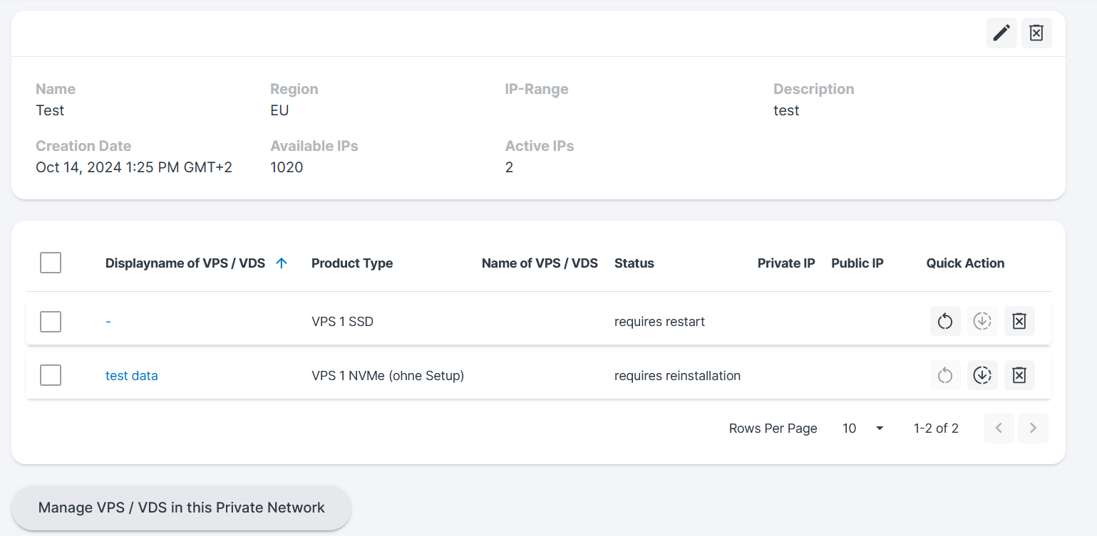 Private Networking Management