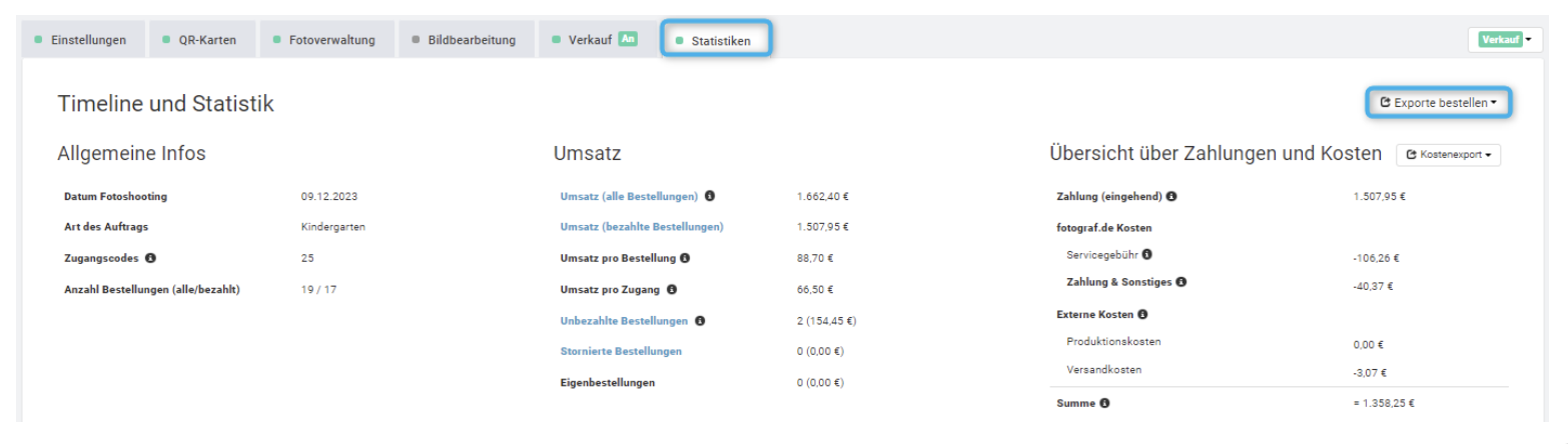 Bestellungsexport Beispiel