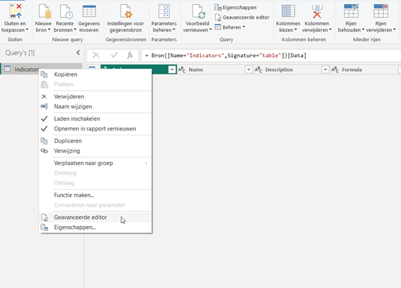Selecteer geavanceerde editor