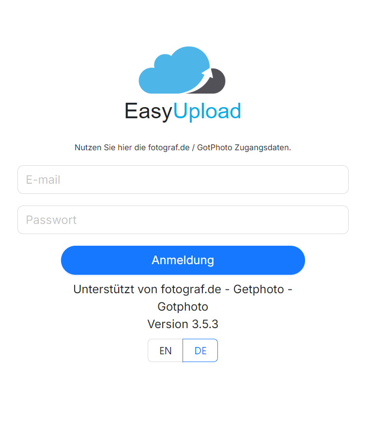 EasyUpload Login-Bereich