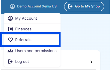 Referral option in GotPhoto account menu