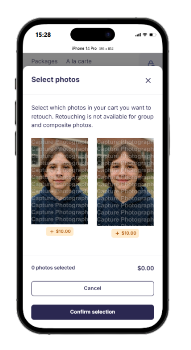 customer selecting images for retouching