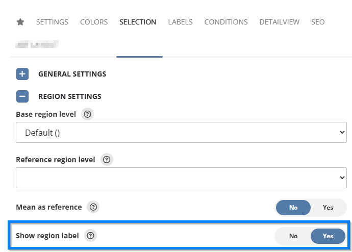 Show region label setting.