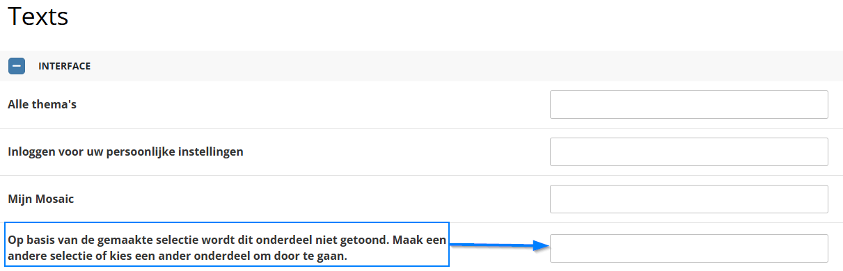 Veld om alternatieve tekst in te stellen