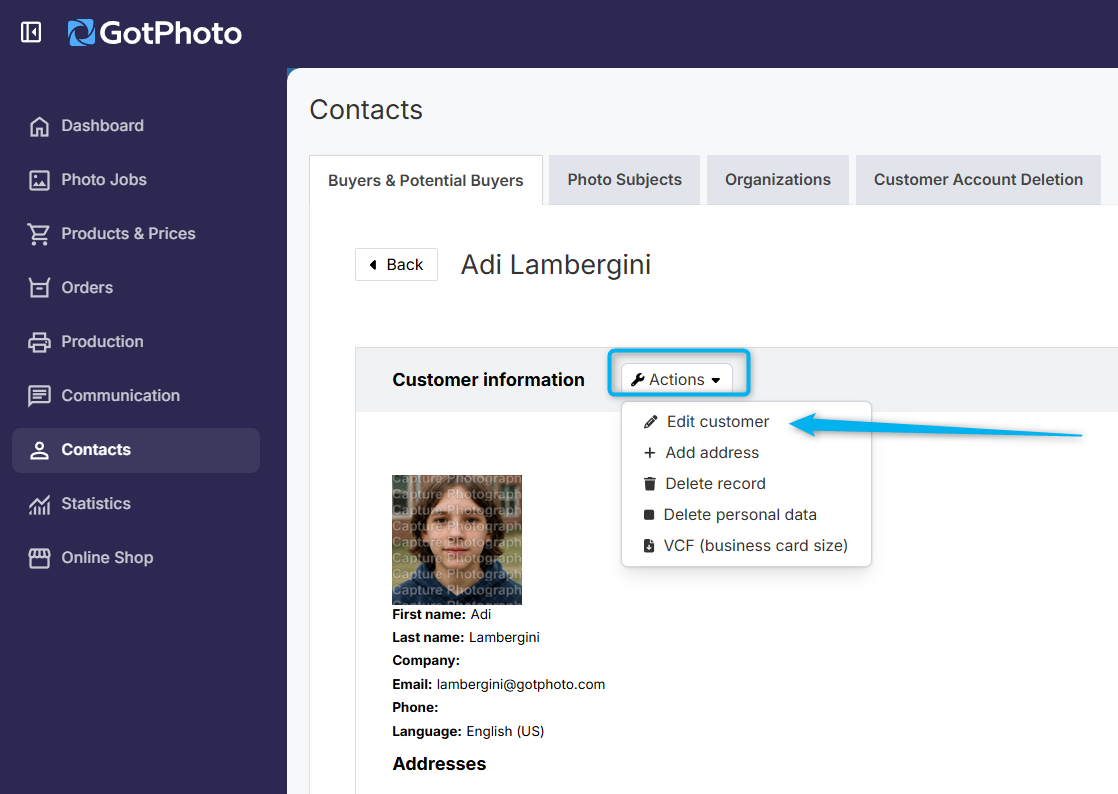 Delete record in UK customer profile